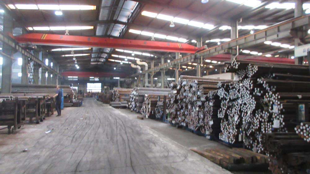 Steel bar material storage area for automotive component production