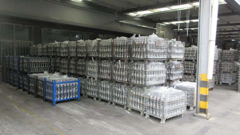 Automotive components stored in workshop racks